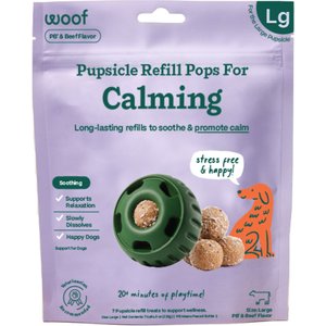 Woof Pupsicle Pops Refills Calming Beef Grain-Free Lickable Dog Treats, Large, 8-oz bag, 7 count