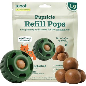 Woof Pupsicle Pops Refills Chicken Grain-Free Lickable Dog Treats, Large, 8-oz bag, 7 count