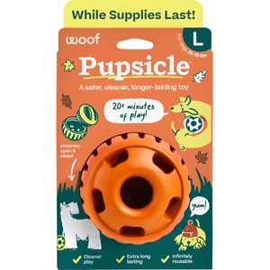 Woof Pupsicle Tough Chew Treat Dispensing Dog Toy, Pumpkin, Large