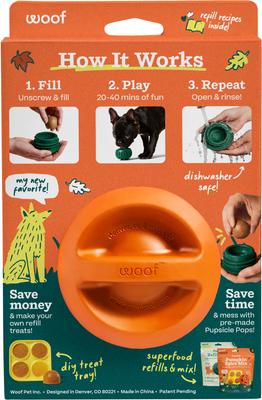 Show full view: Woof Pupsicle Tough Chew Treat Dispensing Dog Toy, Pumpkin, Large slide 7 of 8
