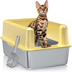 Woofigo Enclosed Stainless Steel Cat Litter Box slide 1 of 7