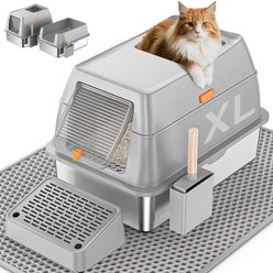 Woofigo High Side Top Entry Stainless Steel Cat Litter Box