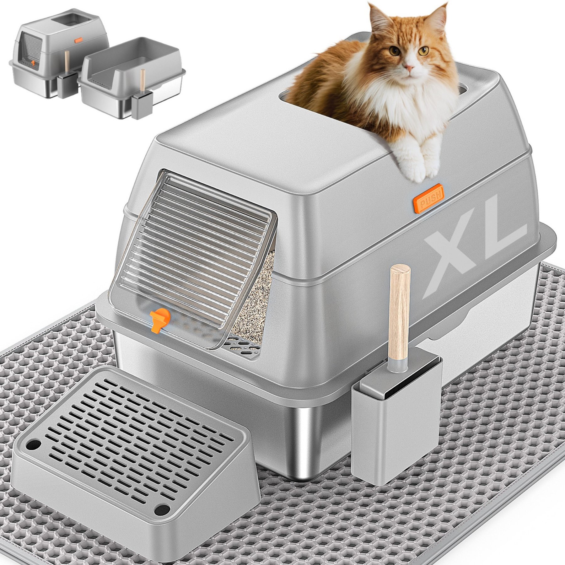 Woofigo High Side Top Entry Stainless Steel Cat Litter Box