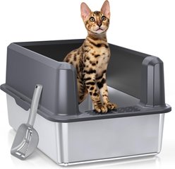 Woofigo Stainless Steel High Side Cat Litter Box slide 1 of 6