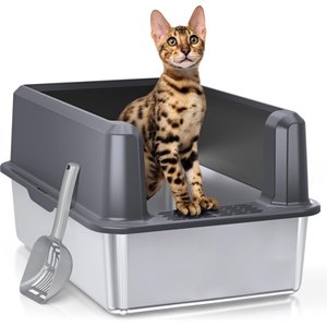 Woofigo Stainless Steel High Side Cat Litter Box