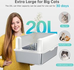 Woofigo Stainless Steel with Lid Cat Litter Box slide 2 of 7