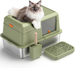 Woofigo Top Entry High Side Stainless Steel Cat Litter Box