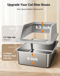 Woofigo Top Entry Stainless Steel High Side Cat Litter Box slide 2 of 7