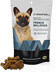 WoofWell French Bulldog Health Support Bacon Flavored Soft Chews Dog Supplement, 30 count