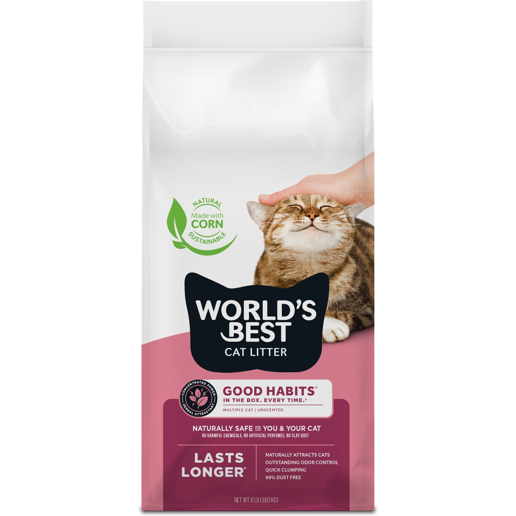 World's Best Good Habits Multiple Unscented Clumping Corn Cat Litter, 8-lb bag