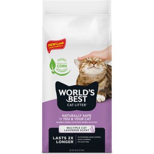 World's Best Lavender Scented Clumping Corn Cat Litter, 28-lb bag