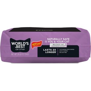 World's Best Lavender Scented Clumping Corn Cat Litter, 28-lb bag