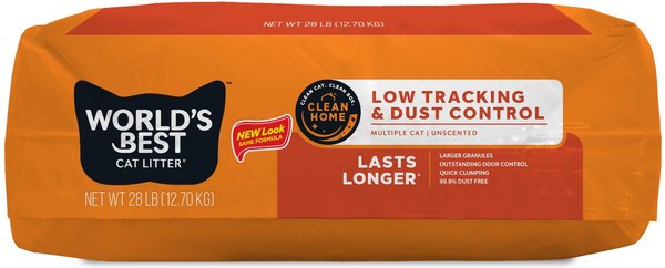 WORLD'S BEST Low Tracking & Dust Control Multiple Cat Litter, 28-lb