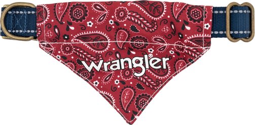 Wrangler Removable Dog Bandana Collar, Dark Blue, Medium-14-to-20-in-neck-1-2-inch-wide