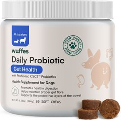 Wuffes Digestive Probiotics with Digestive Enzymes Flavored Soft Chew for Itchy Skin & Gut Supplement for Dogs, 60 count