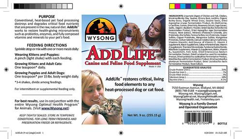 Show full view: Wysong AddLife Dog & Cat Food Supplement, 9-oz bottle slide 4 of 5