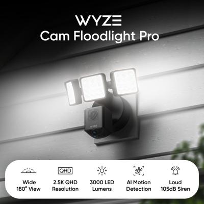 Show full view: Wyze Cam Floodlight Pro Outdoor Wi-Fi Pet Camera, Black slide 3 of 9