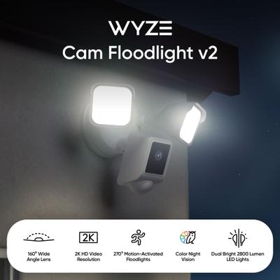 Show full view: Wyze Cam Floodlight v2 Outdoor Wi-Fi Pet Camera, White slide 2 of 9