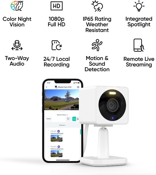 Show full view: Wyze Cam OG Indoor & Outdoor Wi-Fi Pet Camera, White slide 4 of 7