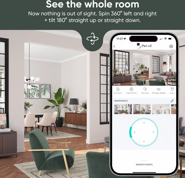 Show full view: Wyze Cam Pan v3 Indoor & Outdoor Wi-Fi Pet Camera, White slide 7 of 8