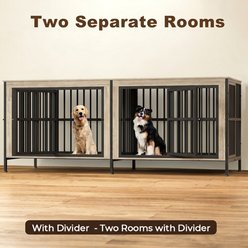 Xbrigh Dog Crate Furniture with Four Door Locks Double-Compartment TV Stand, Large: 88-in, White slide 2 of 8