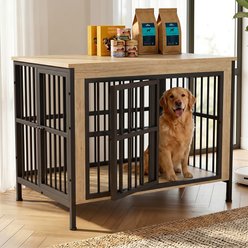 Xbrigh Dog Crate Furniture with Four Door Locks Single-Compartment TV Stand, Large: 88-in, White