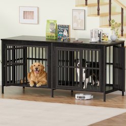 Xbrigh Furniture Crate for 2 Dogs, Black, Medium: 79-in