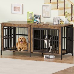 Xbrigh Furniture Crate for 2 Dogs, Brown, Medium: 79-in