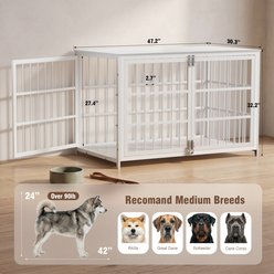Xbrigh Heavy-Duty Indoor Furniture-Style Side Table Pet Dog Cage with Multiple Safety Locks, White, Medium: 48-in slide 2 of 7