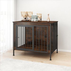 Xbrigh Heavy-Duty Pet Dog Cage Furniture Wooden Side Table-Style Dog House, Brown, Medium: 40-in