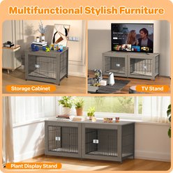 Xbrigh Lockable Furniture-Style Dog Crate, Black, Small: 27-in, Light gray slide 2 of 7