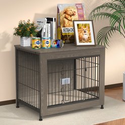 Xbrigh Lockable Furniture-Style Dog Crate, Black, Small: 27-in, Light gray