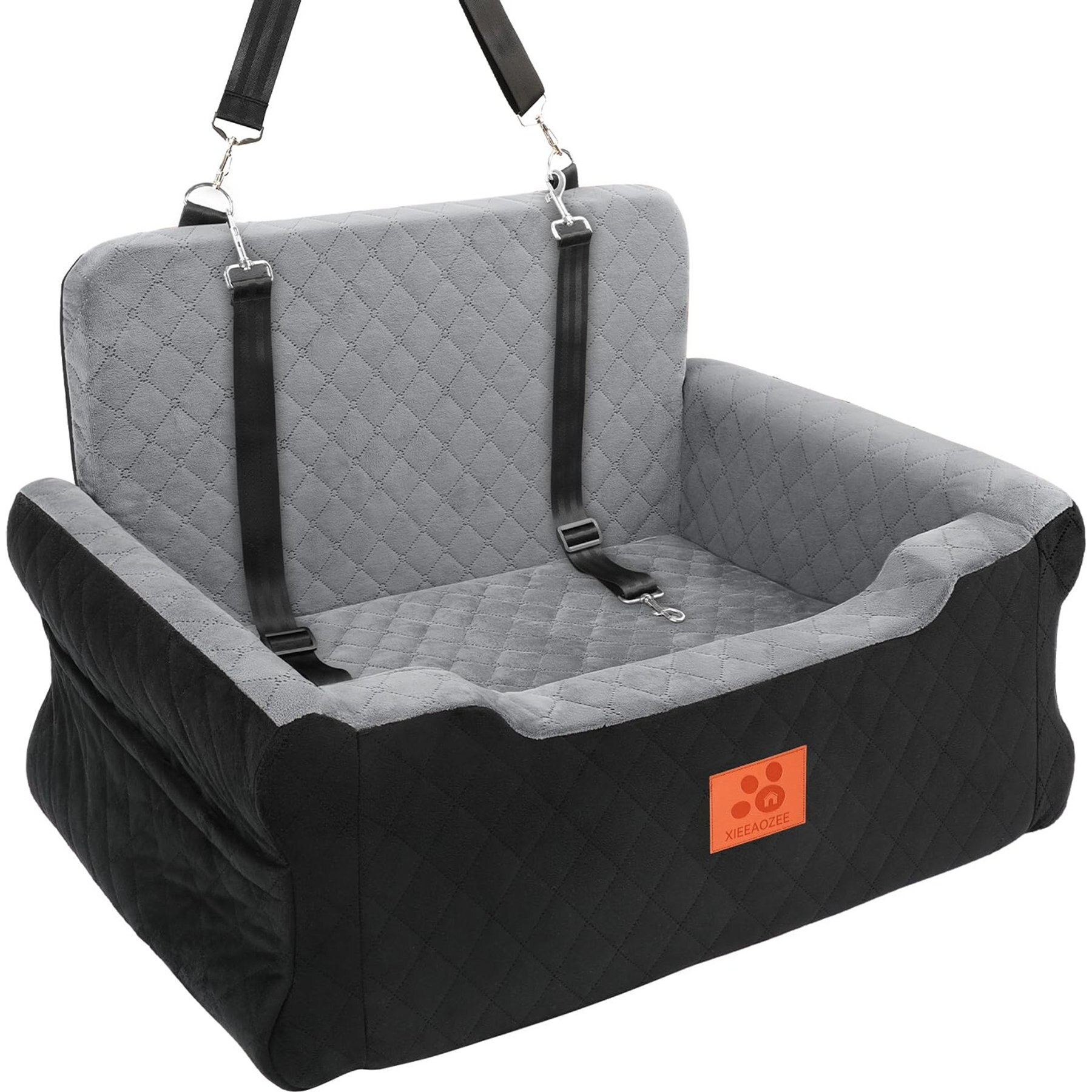 XIEEAOZEE Dog Car Seat, Black & Grey