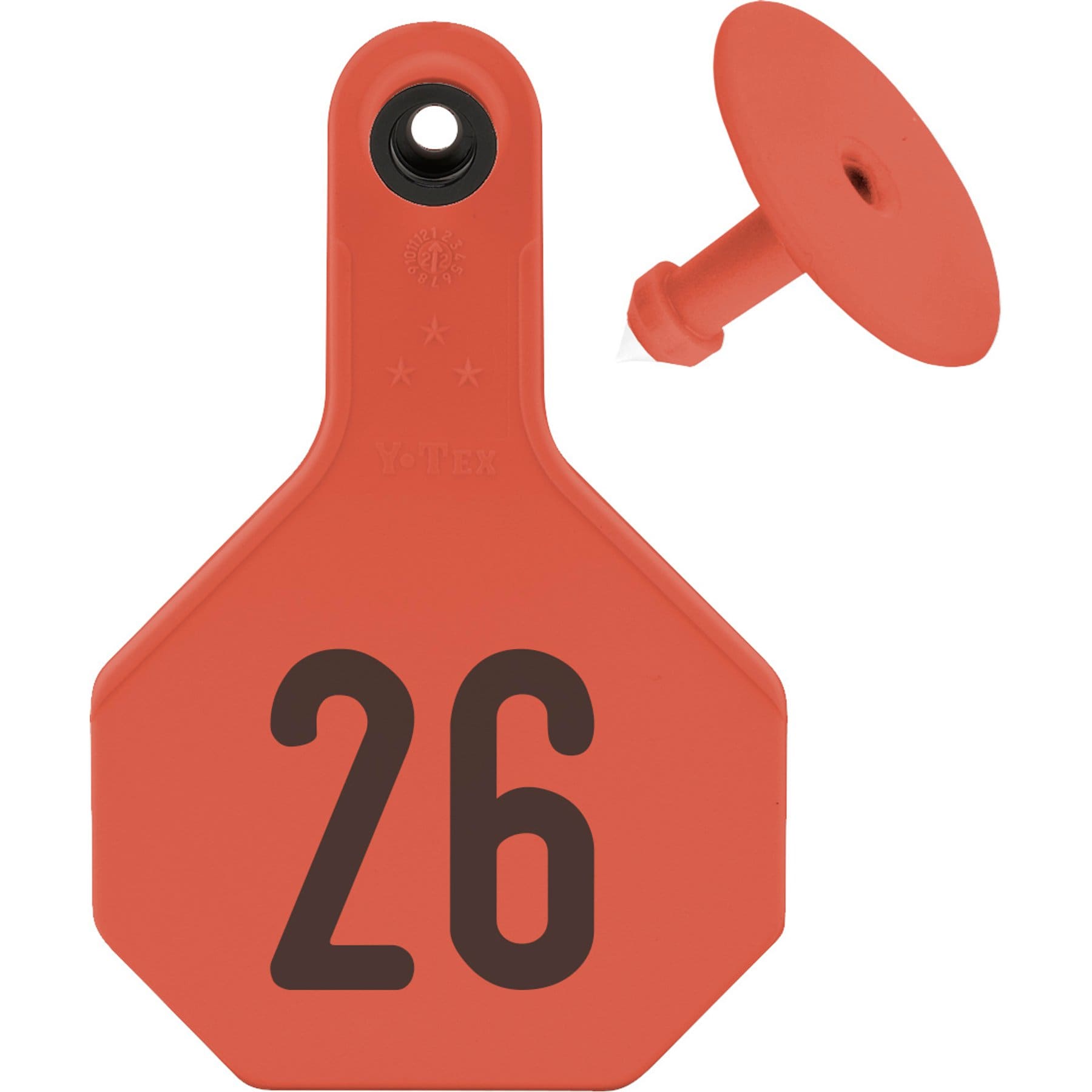 Y-Tex Corporation All American 26-50 3-Star PreNumbered Livestock ID Tag, Medium, 25 count, Red