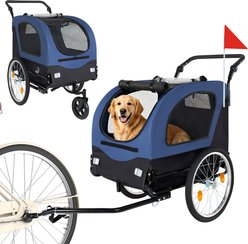 Yafylly 2-in-1 Bike Trailer & Dog Stroller, Blue