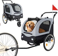 Yafylly 2-in-1 Bike Trailer & Dog Stroller, Gray