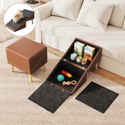 Yafylly 3-in-1 Storage for Bed & Sofa, Stairs & Ottoman Footstool, Non-Slip Dog & Cat Ramps, 265-lbs, Brown