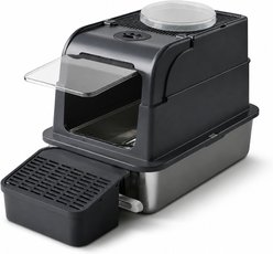 Yafylly Hidden Stainless Steel Cat Litter Box with Trapping Ramp & Scoop, Black, Large