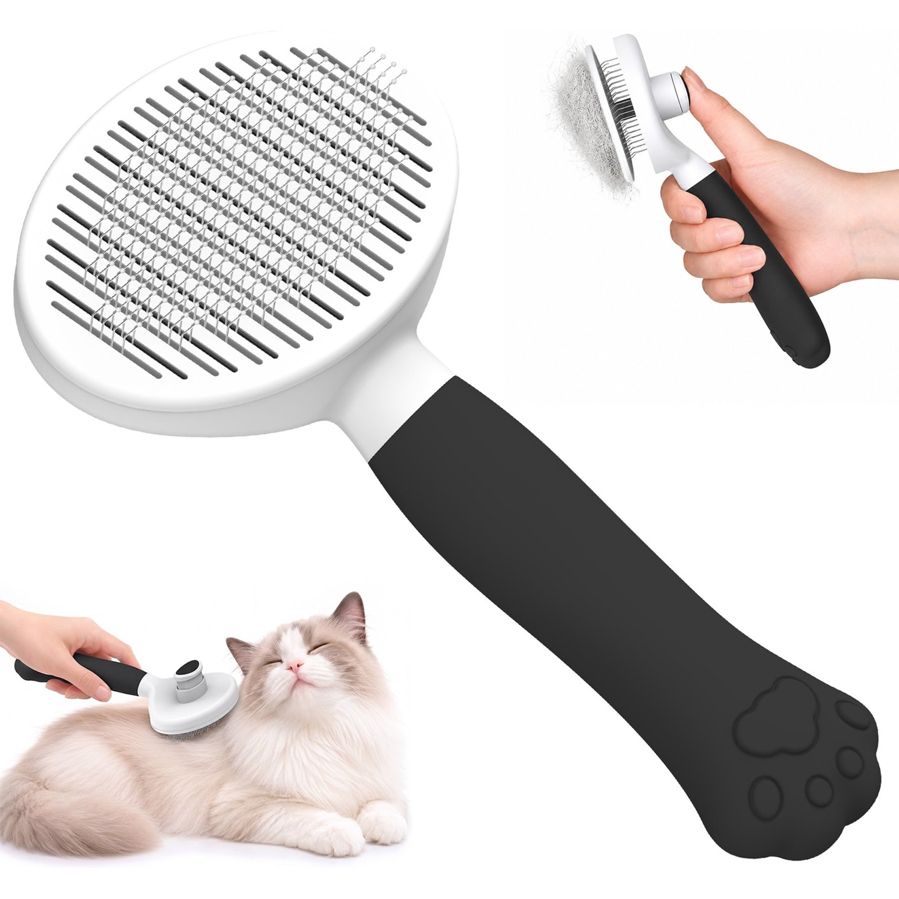 Yafylly Short & Long Haired Detangling Cat Brush, Black