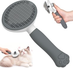 Yafylly Short & Long Haired Detangling Cat Brush, Gray, Small