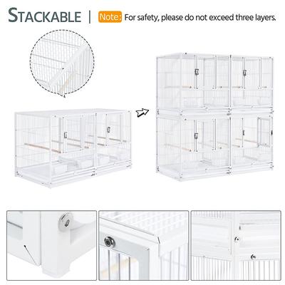 Show full view: Yaheetech 18-in Wide Stackable Divided Breeder Cage, White slide 4 of 10