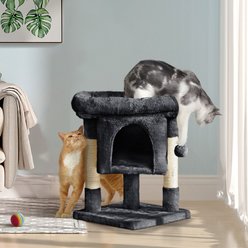 Yaheetech 2-Level 23.5-in Plush Cat Tree & Condo, Black