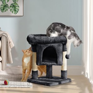 Yaheetech 2-Level 23.5-in Plush Cat Tree & Condo, Black