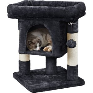 Yaheetech 2-Level 23.5-in Plush Cat Tree & Condo, Black