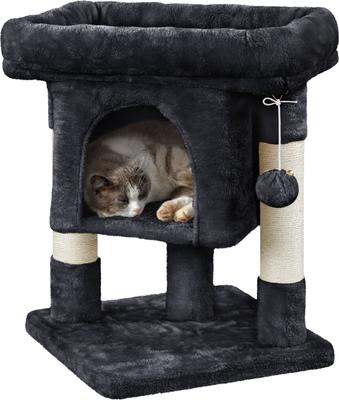 Show full view: Yaheetech 2-Level 23.5-in Plush Cat Tree & Condo, Black slide 3 of 10
