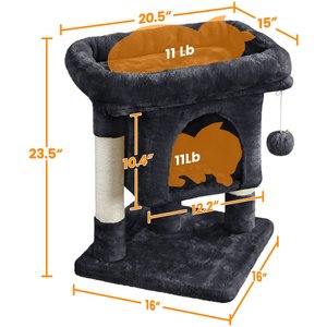 Yaheetech 2-Level 23.5-in Plush Cat Tree & Condo, Black