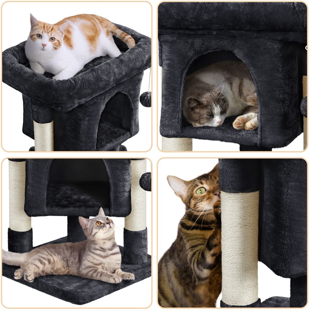Yaheetech 2-Level 23.5-in Plush Cat Tree & Condo
