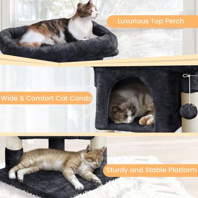 Show full view: Yaheetech 2-Level 23.5-in Plush Cat Tree & Condo, Black slide 6 of 10