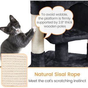 Yaheetech 2-Level 23.5-in Plush Cat Tree & Condo, Black
