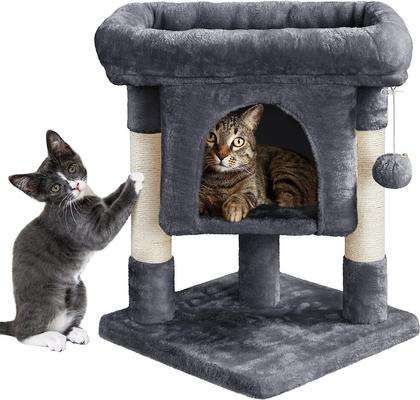 Show full view: Yaheetech 2-Level 23.5-in Plush Cat Tree & Condo, Dark Gray slide 2 of 10
